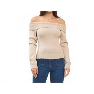 NEW ABLE ensley off shoulder sweater in beige